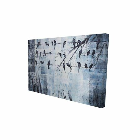 FONDO 20 x 30 in. Abstract Birds on Electric Wire-Print on Canvas FO3336830